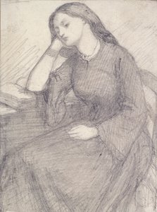 Porträtt av Elizabeth Siddal, sittande, c1840-talet av Dante Gabriel Rossetti