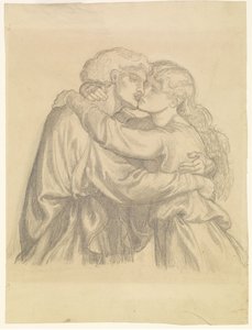 Den välsignade Damozel - studie av två älskande som omfamnar varandra av Dante Gabriel Rossetti