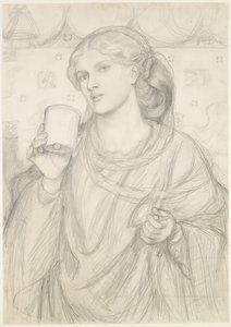 Den kärleksfulla bägaren - kompositionsstudie av Dante Gabriel Rossetti