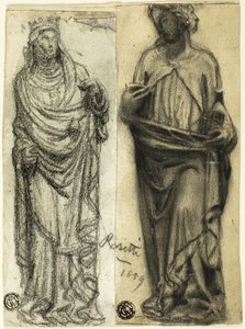Två studier av medeltida skulptur av Dante Gabriel Rossetti