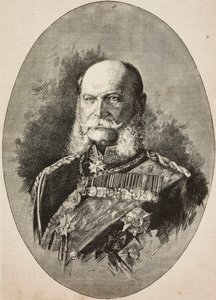 Kejsar Vilhelm I av Tyskland (1797-1888) 1887, gravyr efter teckning av Dante Paolocci, från L