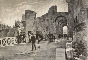 Offentlig gångväg (Summa Nova Via) i Palazzo dei Cesari, Rom, Italien, gravyr från teckning av Dante Paolocci, från L