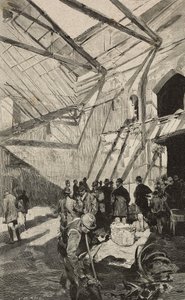 Rester av israelisk teater efter brand 1893, Rom, Italien, gravyr efter teckning av Dante Paolocci, från L