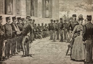 Överlevande från Dogali, Eritreanska kriget, mottagna av suveräner i Quirinals trädgård, Rom, Italien, av Dante Paolocci, L