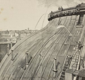 Tvättkupol av Palazzo Montecitorio, Rom, Italien, gravyr efter teckning av Dante Paolocci, från L