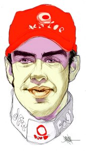 Fernando Alonso Díaz (digital teckning med färgpennor) av Dariush Radpour