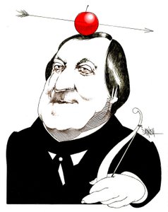 Gioachino Rossini, 2024 (digital teckning med färgpenna) av Dariush Radpour