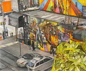 Birds Eye View, 2022 (blyerts på papper) av Darrell Windjack