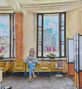 The Waiting Room, 2024 (blyerts på papper)