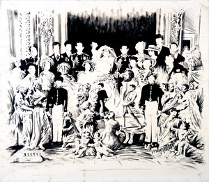 Ballad of Charles and Di, 2016 (olja på duk) av Darren Coffield