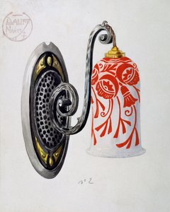 Modell av en vägglampa nummer 2 i jugendstil från Daum Brothers tillverkning i Nancy, gouache, Frankrike, 1900-talet av Daum Freres