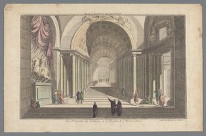 Utsikt över vestibulen och trappan till Peterskyrkan i Rom Vestibule de St. Pierre a Rome / Vue Perspective du Vestibule, et de l