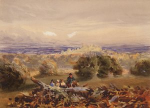 Windsor Castle (färglitografi) av David (after) Cox