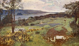 Clyde, med Dumbarton Rock (färglitografi) av David (after) Murray
