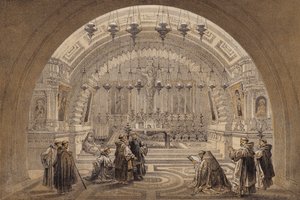 Golgata (färg litho) av David (after) Roberts