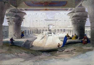 Edfu tempel, gravyr från teckning av David Roberts (1796-1864), från Egypten och Nubien