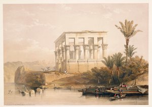 Egypten, The Temple of Philae känd som "Faraos säng", gravyr baserad på en teckning av David Roberts från "Egypt and Nubia"