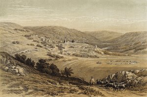Allmän utsikt över Nasaret (färg litho) av David (after) Roberts
