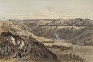 Jerusalem från Oljeberget (färg litho) av David (after) Roberts
