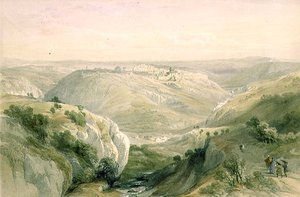 Jerusalem från söder, 12 april 1839, skylt 10 från volym I av "Det heliga landet", graverad av puben Louis Haghe (1806-85). 1842 (lito) av David (after) Roberts