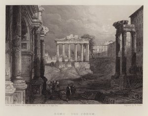 Rom, forumet (färg litho) av David (after) Roberts