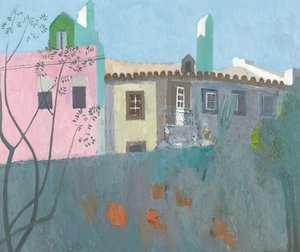 Konversation i en portugisisk by, ca 1961-67 (olja på hårdpapp) av David Alan Redpath Michie