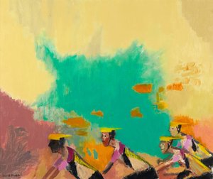 The Cyclists, c.1997-98 (olja på duk) av David Alan Redpath Michie