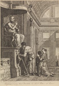 Pilgrimer som betalar sin hängivenhet i St Peters i Rom