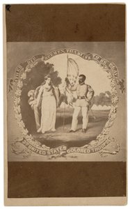 "Hellre dö som fria män än att leva som slavar",ca. 1864 (tryck) av David Bustill Bowser