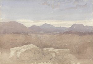 A Mountainous View, North Wales, ca 1818 (w/c & grafit på papper) av David Cox