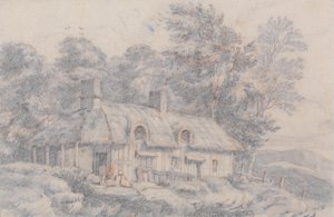 Stuga i Herefordshire, ca 1820 (grafit på papper) av David Cox