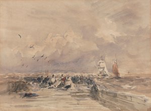 Dieppe Pier, Stiff Breeze av David Cox
