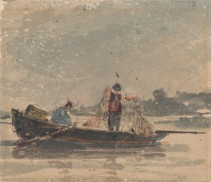 Fiskare som drar ett nät av David Cox