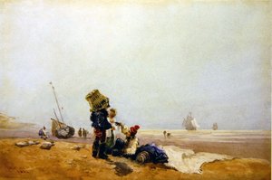 Fiskare på stranden av David Cox