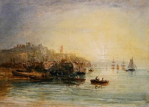 Fiskebåtar vid Dover (akvarell på papper) av David Cox
