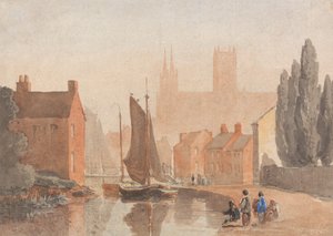 Lincoln Cathedral från Brayford Pool av David Cox