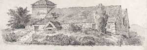 Llanfair Church, North Wales för en avhandling om landskapsmålning och effekt i vattenfärger av David Cox