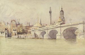 London Bridge, 1831 (wc with bodycolour over graphite on paper) av David Cox