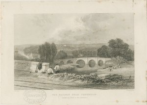 Penkridge Town - Railway and Bull Bridge: stålgravyr, nd [c 1839] av David Cox