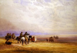 Förbereder sig för att korsa Lancaster Sands (akvarell på papper) av David Cox