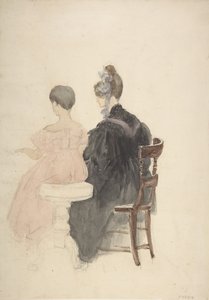 En pianolektion, 1800-1859. av David Cox the elder