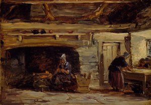 Stugainteriör, Trossavon nära Bettws-y-Coed, 1844-1847. av David Cox the elder