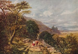 Landsväg som leder till Harlech Castle, 1800-talet, 1938 av David Cox the elder