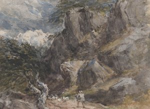 Att köra får i ett stenigt landskap, ca. 1846. av David Cox the elder