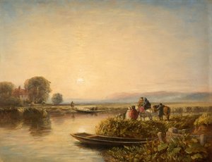 Waiting For The Ferry - Morgon, 1851. av David Cox the elder