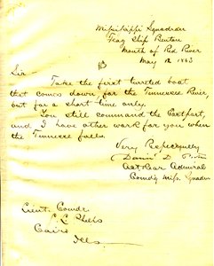 Letter from David D. Porter, U. S. S. Benton, mouth of Red River, to Seth Ledyard Phelps, Cairo, Illinois, May 12, 1863 av David D. Porter