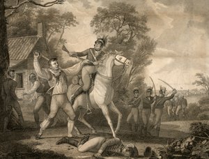 Peter Franciscos galant action med nio av Tarletons kavalleri i sikte av en trupp på fyra hundra män, pub. 1814
