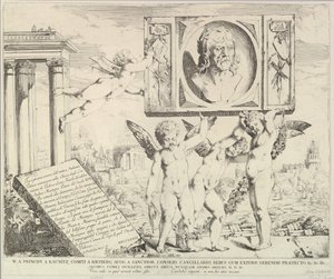 Titelsida: Homage to Mantegna, från The Story of Saints James and Christopher in the Ere..., 1776. av David Giovanni