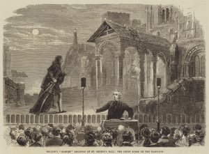 Bellews Hamlet-läsningar vid St Georges Hall, spökscenen på vallarna av David Henry Friston