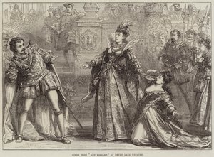 Scen från Amy Robsart, på Drury Lane Theatre av David Henry Friston